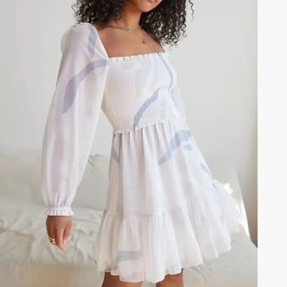 Wilfred White Mini Dress with Pale Blue Accents